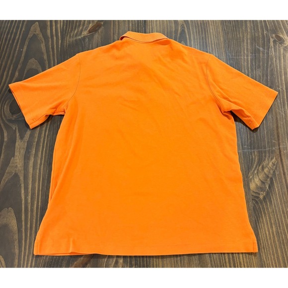 LANDS END Polo Shirt Mens L Orange Short Sleeve Pocket Pima Cotton Casual Top - Picture 3 of 6